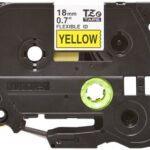 Nhãn in Brother Siêu Dẻo TZe-FX641 | 18mm x 8m | Chữ Đen trên nền Vàng