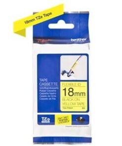 Nhãn in Brother Siêu Dẻo TZe-FX641 | 18mm x 8m | Chữ Đen trên nền Vàng