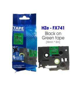 Nhãn in Brother Siêu Dẻo TZe-FX741 | 18mm x 8m | Chữ Đen trên nền Xanh lá