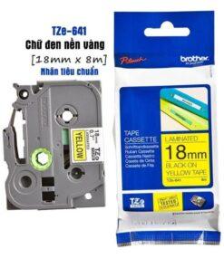 Nhãn in Brother Siêu Dính TZe-S641 | 18mm x 8m | Chữ Đen trên nền Vàng