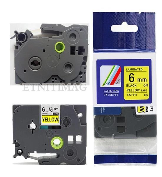 Nhãn in CZe-611 | 6mm x 8m | Chữ Đen trên nền Vàng 1 Nhãn in CZe-611 | 6mm x 8m | Chữ Đen trên nền Vàng