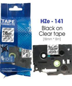 Nhãn in HZe-141 | 18mm x 8m | Chữ Đen trên nền Trong