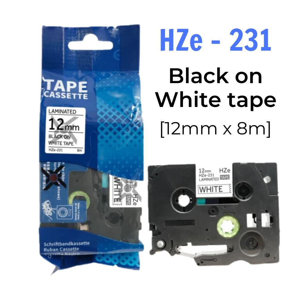 Nhãn in HZe-231 | 12mm x 8m | Chữ Đen trên nền Trắng 1 Nhãn in HZe-231 | 12mm x 8m | Chữ Đen trên nền Trắng