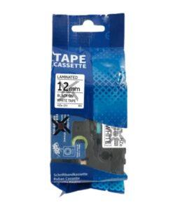 Nhãn in HZe-231 | 12mm x 8m | Chữ Đen trên nền Trắng