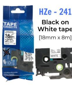 Nhãn in HZe-241 | 18mm x 8m | Chữ Đen trên nền Trắng