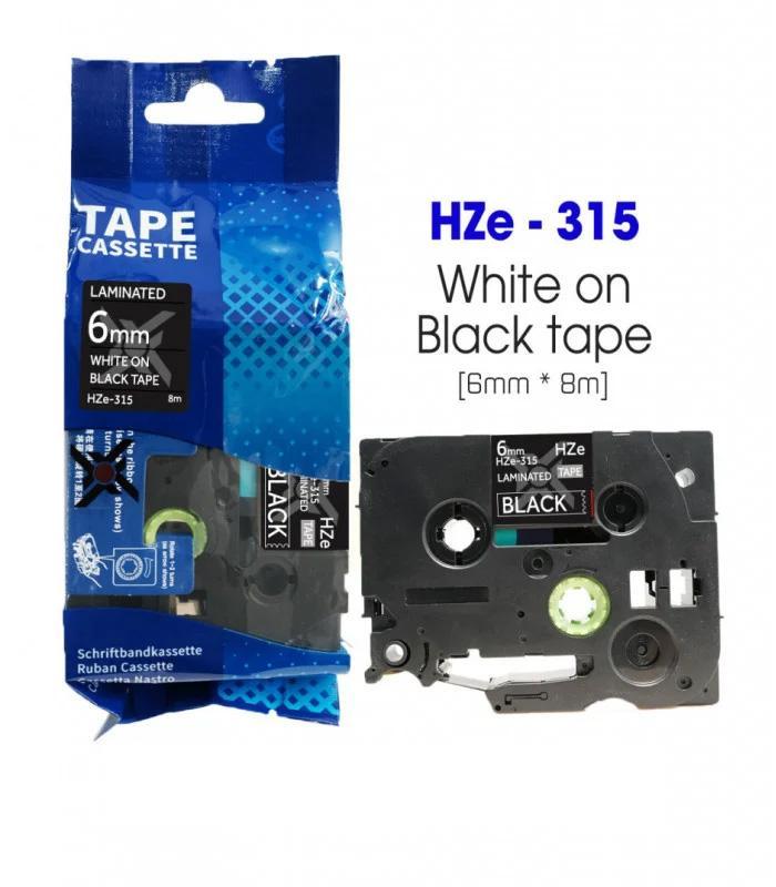 Nhãn in HZe-315 | 6mm x 8m | Chữ Trắng trên nền Đen 1 Nhãn in HZe-315 | 6mm x 8m | Chữ Trắng trên nền Đen