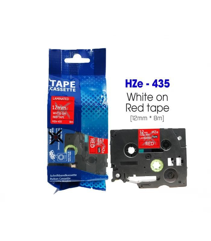 Nhãn in HZe-435 | 12mm x 8m | Chữ Trắng trên nền Đỏ 1 Nhãn in HZe-435 | 12mm x 8m | Chữ Trắng trên nền Đỏ