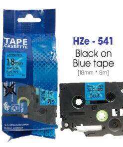 Nhãn in HZe-541 | 18mm x 8m | Chữ Đen trên nền Xanh dương