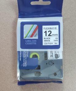 Nhãn in Siêu Dẻo CZe-FX211 | 6mm x 8m | Chữ Đen trên nền Trắng