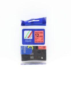 Nhãn in Siêu Dẻo CZe-FX431 | 12mm x 8m | Chữ Đen trên nền Đỏ