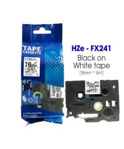 Nhãn in Siêu Dẻo HZe-FX241 | 18mm x 8m | Chữ Đen trên nền Trắng