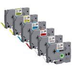 Nhãn in Siêu Dẻo TZ2-FX621 | 9mm x 8m | Chữ Đen trên nền Vàng