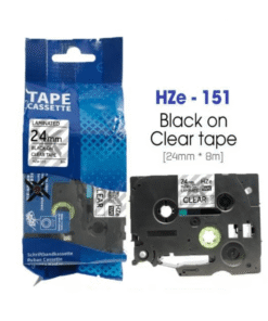 Nhãn in Siêu Dính HZe-S151 | 24mm x 8m | Chữ Đen trên nền Trong