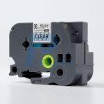 Nhãn in Siêu Dính TZ2-S161 | 36mm x 8m | Chữ Đen trên nền Trong