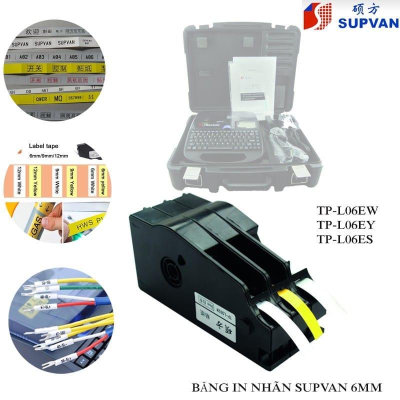 Nhãn in Supvan TP-L06EY | 6mm x 16m | Nền Vàng 2 Nhãn in Supvan TP-L06EY | 6mm x 16m | Nền Vàng