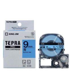 Nhãn in TEPRA SC9B | 9mm x 8m | Chữ Đen trên nền Xanh dương
