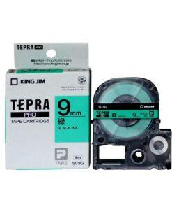 Nhãn in TEPRA SC9G | 9mm x 8m | Chữ Đen trên nền Xanh lá
