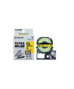 Nhãn in TEPRA Siêu dính SS9YW | 9mm x 8m | Chữ Đen trên nền Vàng