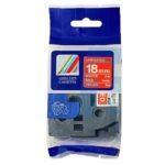 nhan in tz2 445 18mm x 8m chu trang tren nen do 1