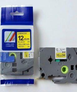 Nhãn in TZ2-631 | 12mm x 8m | Chữ Đen trên nền Vàng