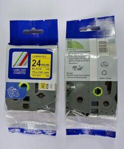 Nhãn in TZ2-651 | 24mm x 8m | Chữ Đen trên nền Vàng