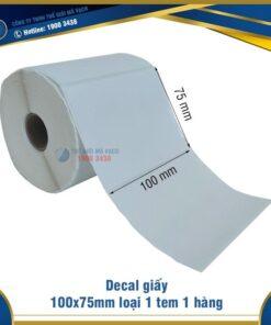 Decal giấy in mã vạch 100x75mm loại 1 tem 1 hàng