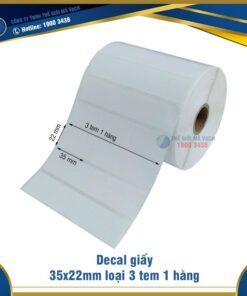 Decal giấy in mã vạch 35x22mm loại 3 tem 1 hàng