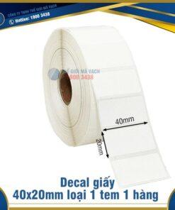 Decal giấy in mã vạch 40x20mm loại 1 tem 1 hàng