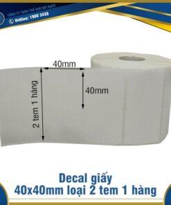 Decal giấy in mã vạch 40x40mm loại 2 tem 1 hàng