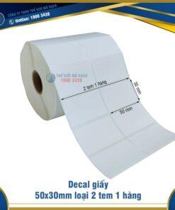 Decal giấy in mã vạch 50x30mm loại 2 tem 1 hàng