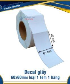 Decal giấy in mã vạch 60x60mm loại 1 tem 1 hàng