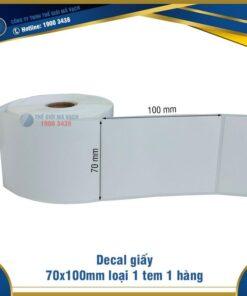 Decal giấy in mã vạch 70x100mm loại 1 tem 1 hàng