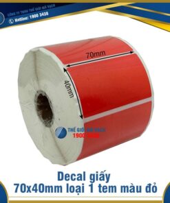 Decal giấy in mã vạch 70x40mm màu đỏ