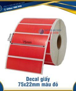 Decal giấy in mã vạch 75x22mm màu đỏ