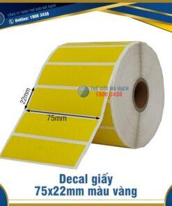 Decal giấy in mã vạch 75x22mm màu vàng