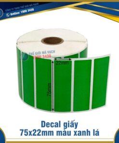 Decal giấy in mã vạch 75x22mm màu xanh lá