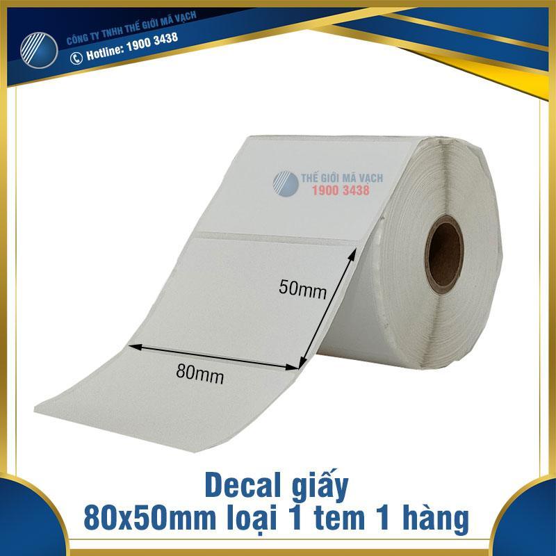 Decal giấy in mã vạch 80x50mm loại 1 tem 1 hàng 1 Decal giấy in mã vạch 80x50mm loại 1 tem 1 hàng