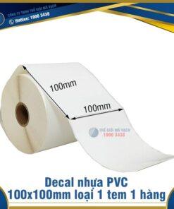 Decal nhựa PVC 100x100mm loại 1 tem 1 hàng