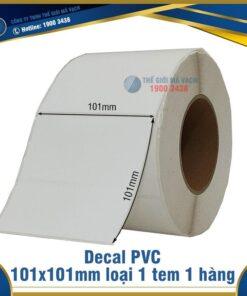 Decal nhựa PVC 101x101mm loại 1 tem 1 hàng
