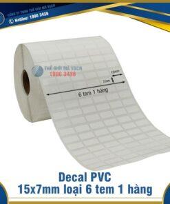 Decal nhựa PVC 15x7mm loại 6 tem 1 hàng