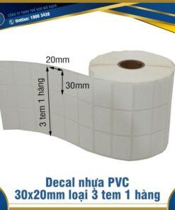 Decal nhựa PVC 30x20mm loại 3 tem 1 hàng