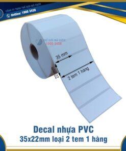 Decal nhựa PVC 35x22mm loại 2 tem 1 hàng