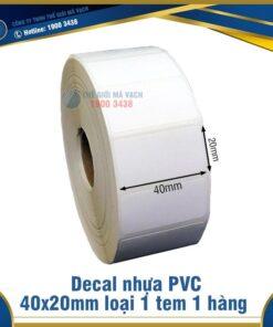 Decal nhựa PVC 40x20mm loại 1 tem 1 hàng