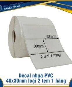 Decal nhựa PVC 40x30mm loại 2 tem 1 hàng