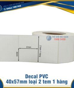 Decal nhựa PVC 40x57mm loại 2 tem 1 hàng