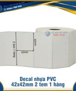 Decal nhựa PVC 42x42mm loại 2 tem 1 hàng