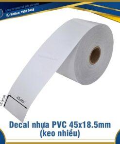 Decal nhựa PVC 45×18.5mm keo nhiều