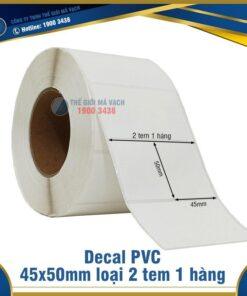 Decal nhựa PVC 45x50mm loại 2 tem 1 hàng