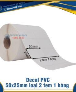 Decal nhựa PVC 50x25mm loại 2 tem 1 hàng
