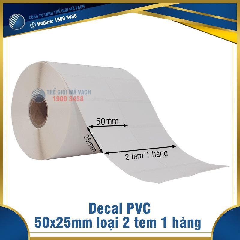 Decal nhựa PVC 50x25mm loại 2 tem 1 hàng 1 Decal nhựa PVC 50x25mm loại 2 tem 1 hàng